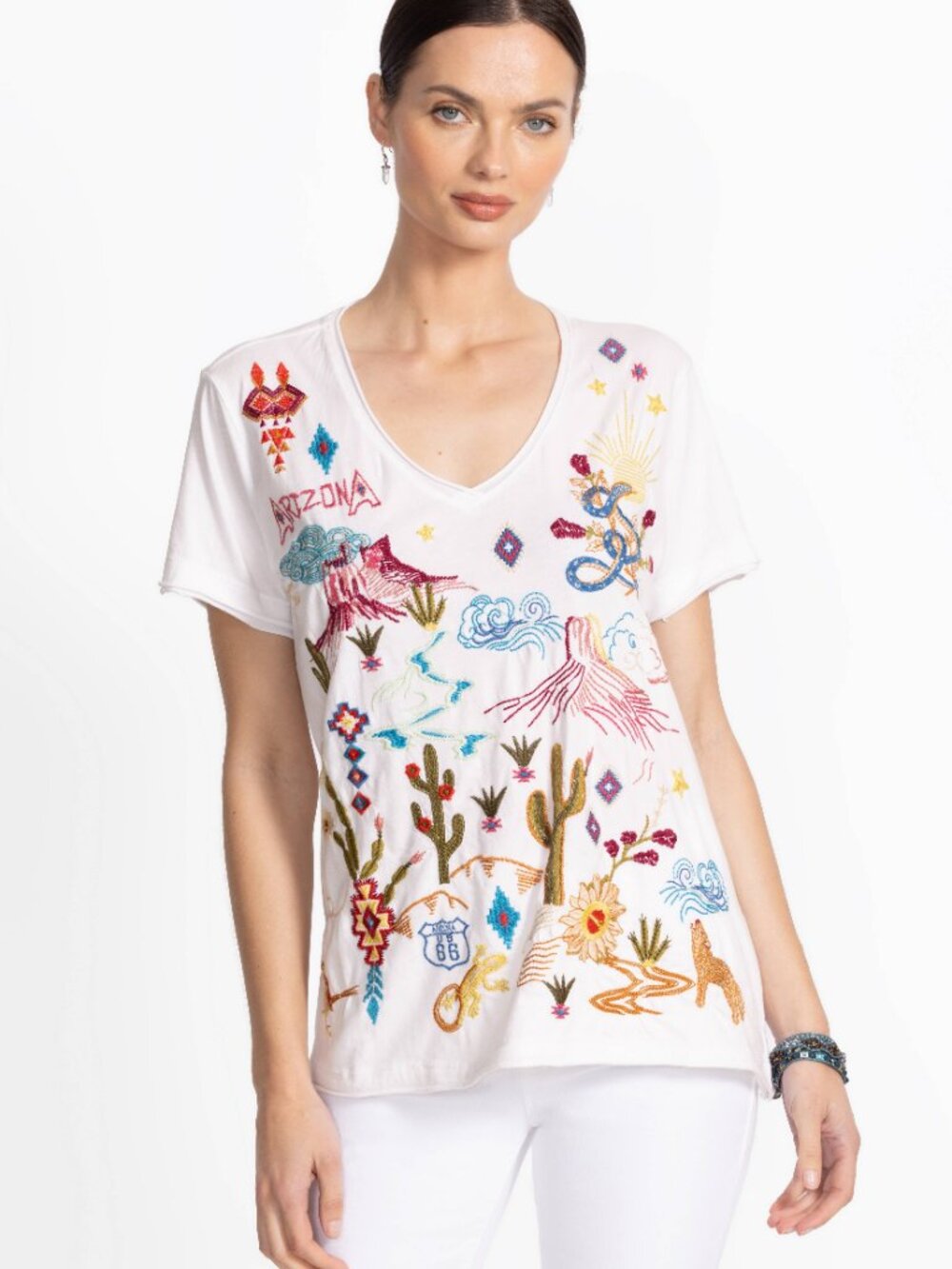 JOHNNY WAS Arizona Everyday Tee - 100% Cotton - Embroidered - NWT - Size Medium